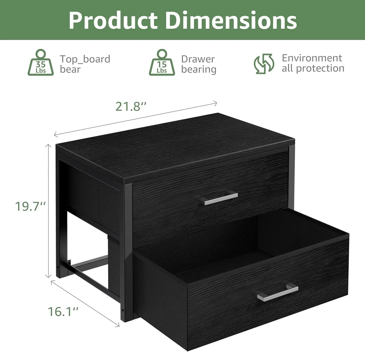 Stackable Storage Drawers Closet Organizers and Storage Fabric 2 Drawer Dresser for Bedroom Set of 2 Black Modern 3