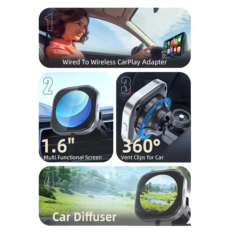Wireless CarPlay Adapter with Digital Picture Frame for VW Ford