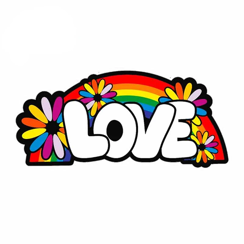 

Jpct EARLFAMILY 13cm X 6.8cm For Love Rainbow Flower Child Hippy Car Graphic Decal Car Assessoires VAN GTR Decoration Stickers