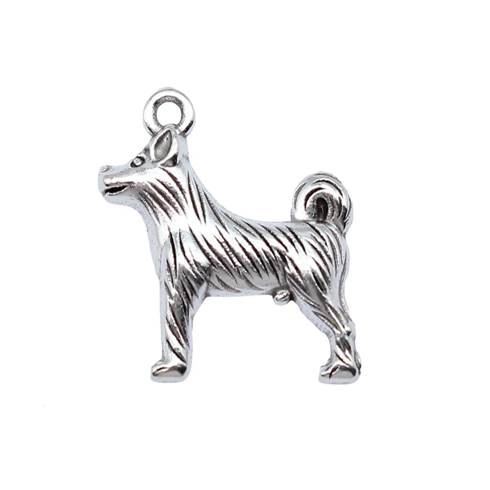 

10pcs/lot 25x23mm puppy dog Charms For Jewelry Making Antique Silver Color 0.98x0.91inch