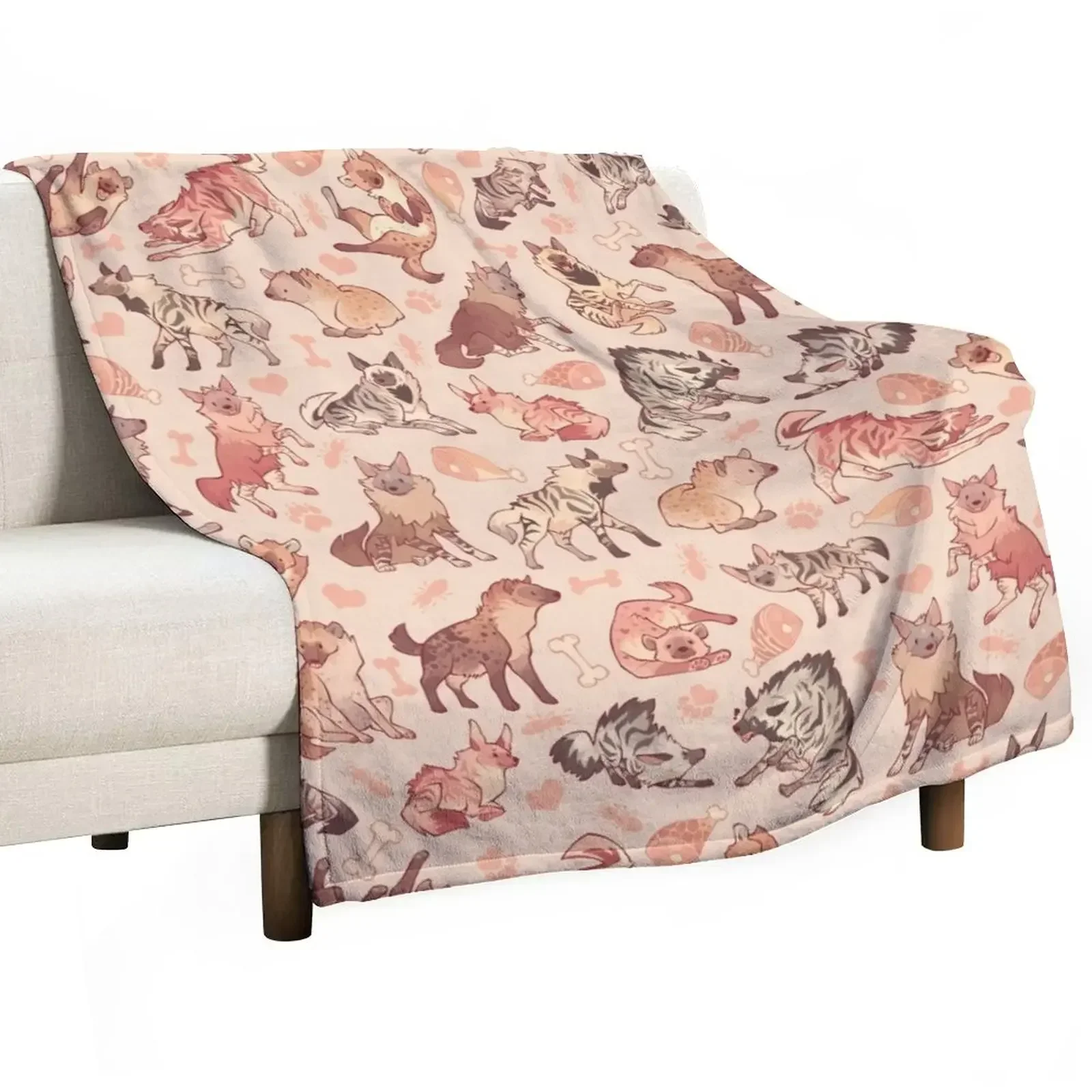 

Hyenas in creamy orange Throw Blanket Nap Flannel Fabric manga Flannels Blankets