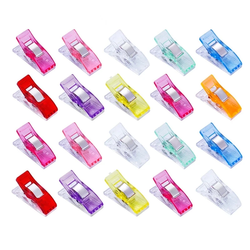 MIUSIE 20pcs Job Foot Case Multicolor Plastic Clips Fabric Clamps Patchwork Hemming Sewing Tools Sewing Accessories sewing clips garment clips plastic clips
