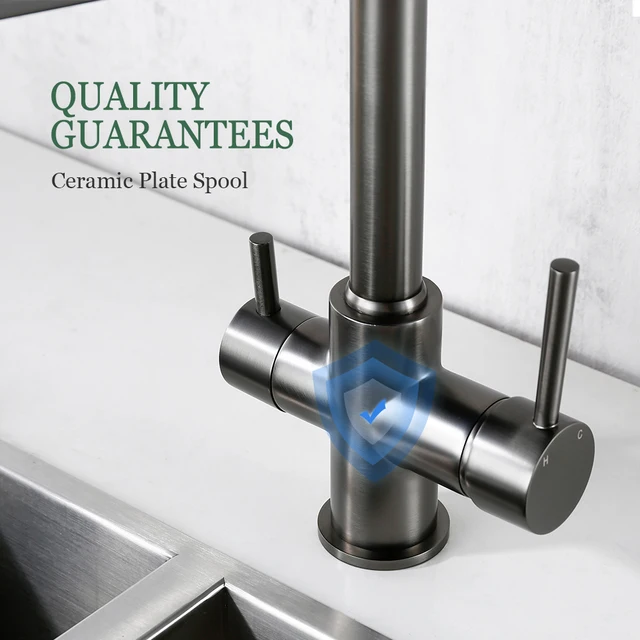 Gunmetal ก๊อกน้ำสำหรับห้องครัวทองเหลือง3วิธีอ่างล้างจานสีดำ Hose Mount ดึง Dual หัวฉีดสเปรย์น้ำห้องครัวก๊อก 5