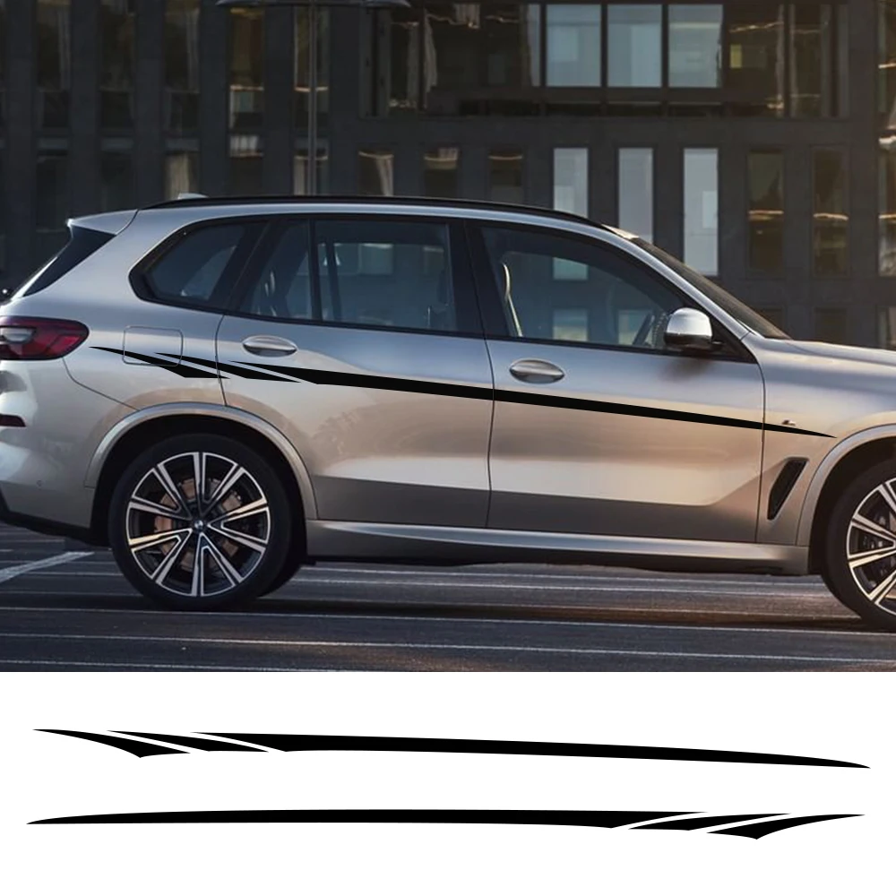 

2pcs 280cmx10cm Stylish Stickers Auto Side Body Vinyl Decal Long Stripe Car Sticker Race Sports Car Tuning Accessories