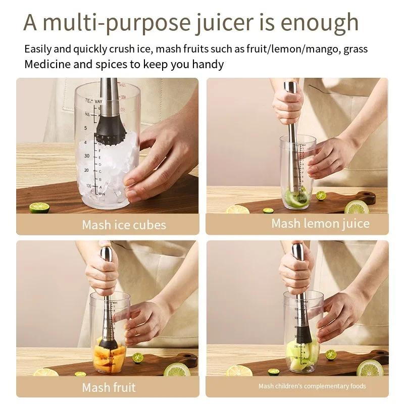 Stainless Steel Crushed Ice Hammer Multifunctional Popsicle Cocktail Swizzle Stick Fruit Lemon Muddle Pestle Bar Tools
