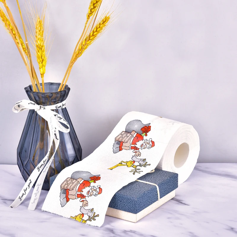 Christmas Pattern Color Toilet Paper Santa Christmas Tree Printed Tissue Home Gifts Navidad Happy New Year Gift