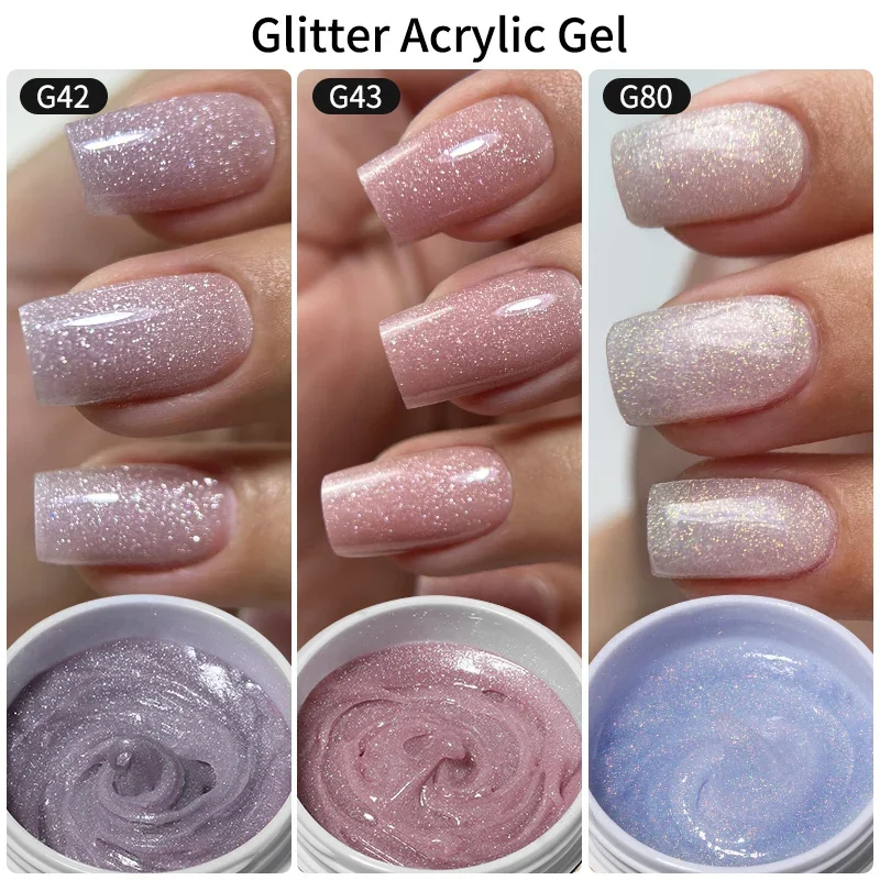 MSHARE 50g/250g Shimmer Pink White Acrylic Gel Glitter Shiny Extension Acryl Hard Gel Nails Sculpting Construction Professional 4