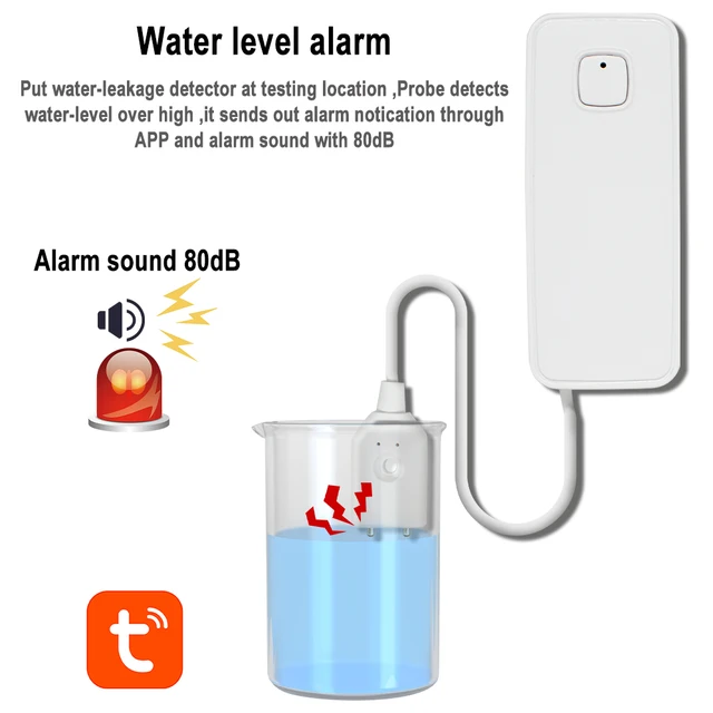 WiFi Tuya Smart Water Leakage Alarm Detector Sensor Wireless Home Security Monitor With 80dB Sound Warning for Kitchen Bathroom 4