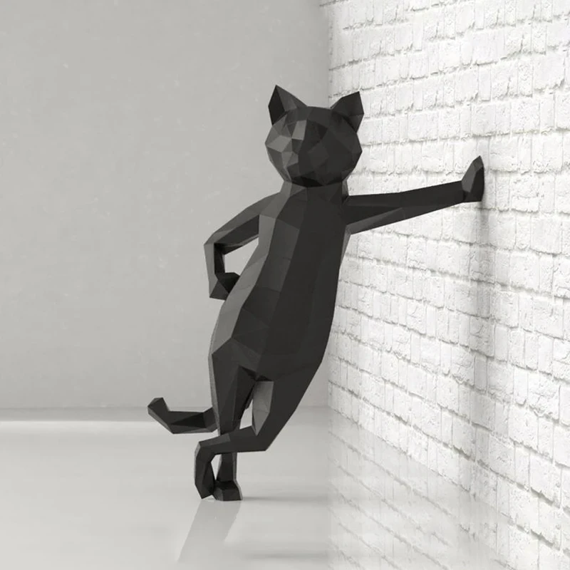 Cat Kitten Animal Paper Model Origami 3D Papercraft Home Hallway Party Ornaments Room Decor Desktop Decorations DIY Handmade Toy