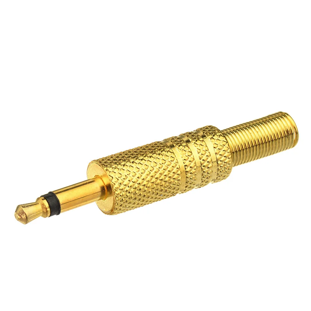Stereo Male Audio Connector with Spring Strain Relief for Coaxial Cables