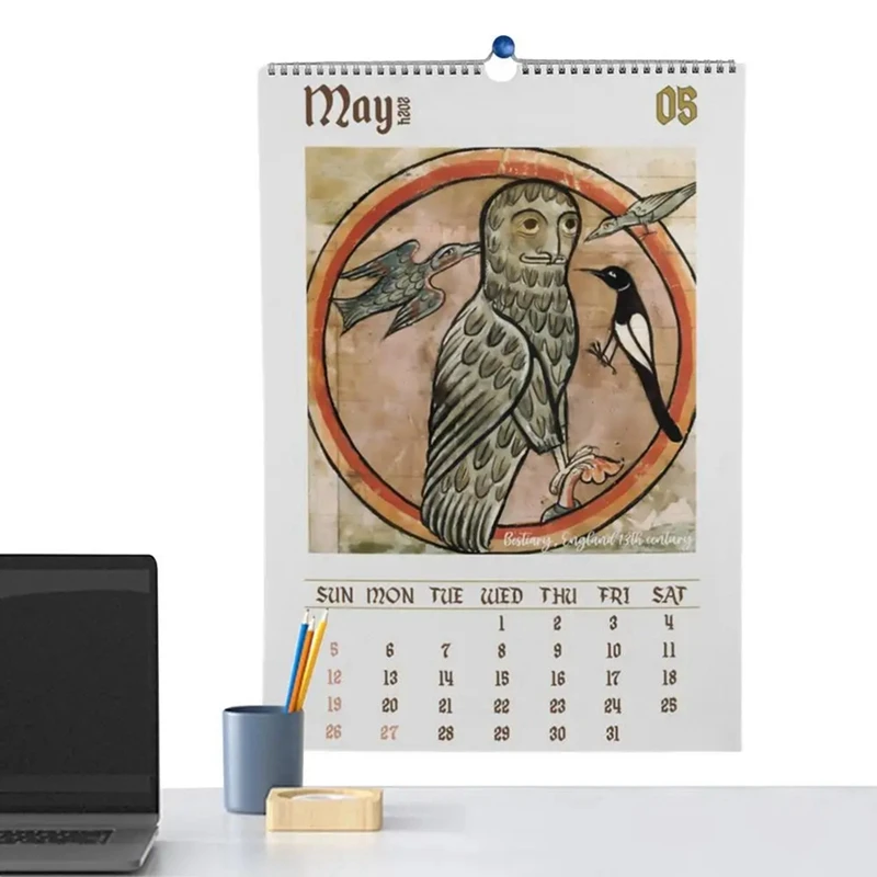 

Medieval Wall Calendar Ugly Owl Wall Calendar 2024 Dargon New Year Hangable Calendar 2024 12 Month Planner Bird Paintings Gift