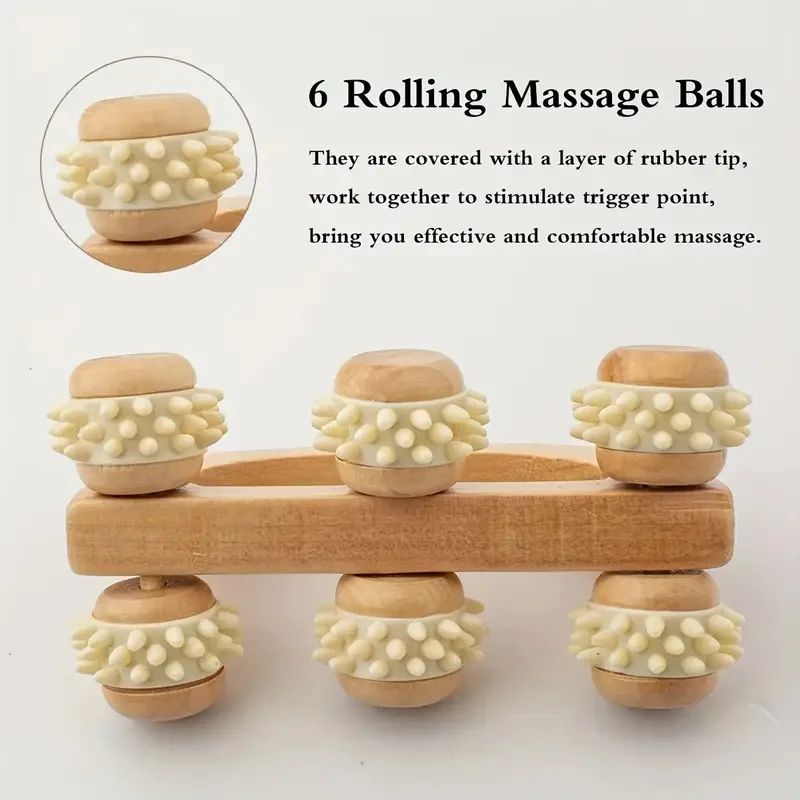 1PC Wood Roller Body Reflexology Acupuncture Therapy Meridians Scrap Lymphatic Drainage Face Lift Tool Massager