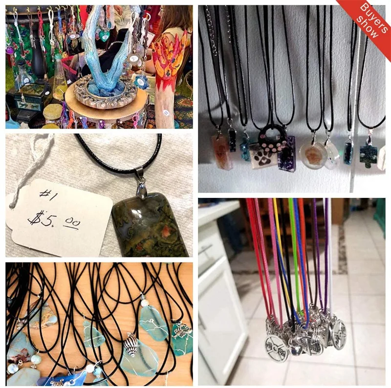 다채로운 가죽 코드 왁스 로프 체인 왁스 목걸이 펜던트 50 개, DIY 수제 랍스터 걸쇠 스트링 주얼리 액세서리 만들기