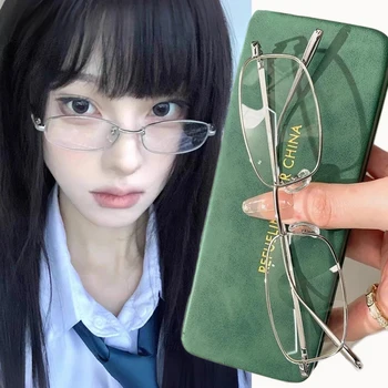 Y2K Vintage Glasses Square Metal Frame Half Frame Girls Chic Cosplay Party Decoration Glasses Metal Photography Glasses Gifts