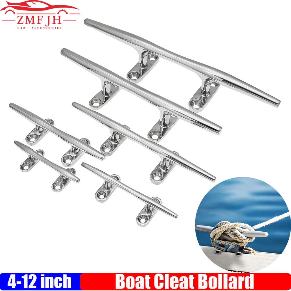 

4-12" Stainless Marine Boat Hollow Open Base Cleat Heavy Duty High Mirror Finish Yacht Rope Hollow Open Base Cleat Bollard Boat
