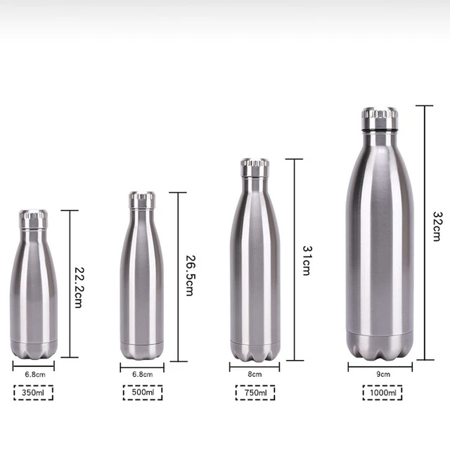 500/750/1000ml Double Wall Stainless Steel Vacuum Cup Water Bottle Thermos  Bottle Keep Hot and Cold Insulated Vacuum Flask Sport