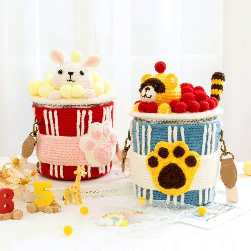 

Набор для вязания крючком Susan's Family, приятный мешок-ведро, материал, посылка, шерстяная пряжа, вязаная крючком кукла, сумка для творчества для детей и взрослых