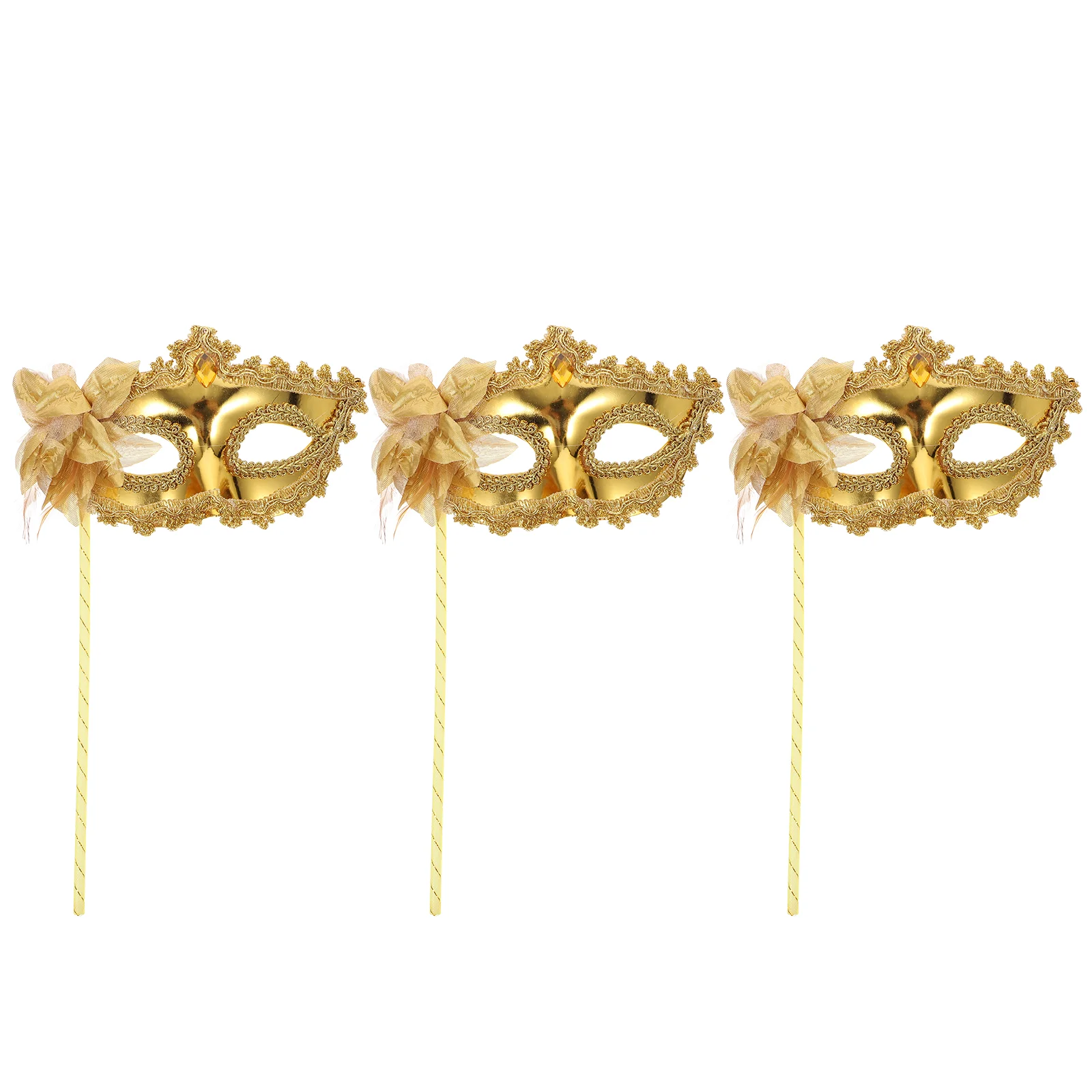 

Costume Masquerade, Hand Held Party Decor for Decor 3pcs ( Golden )