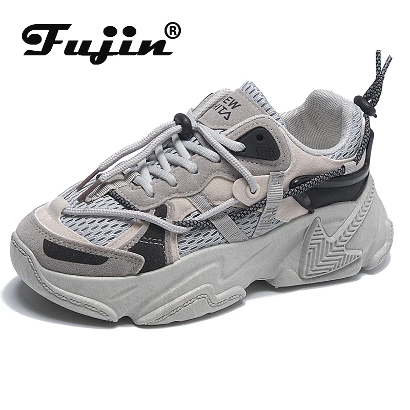 Fujin-Zapatillas de deporte con plataforma para hombre mujer, zapatos gruesos, transpirables cómodos, para e invierno, 6cm - AliExpress Calzado