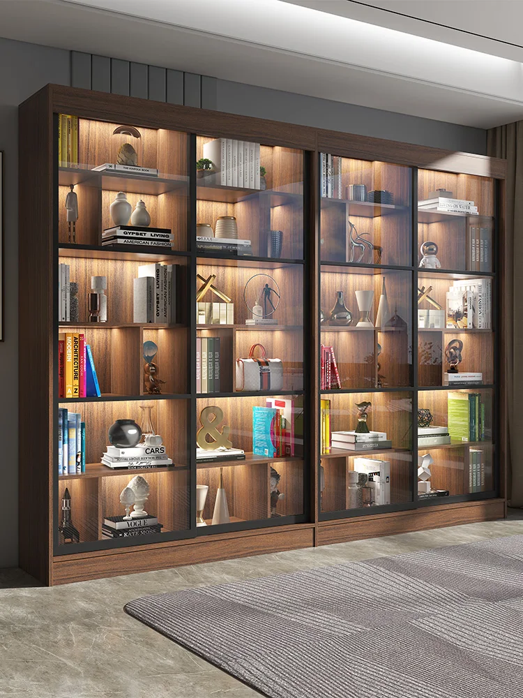 Slidingdoorbookcasebookcaseglassdoorsimplemodernbookcase