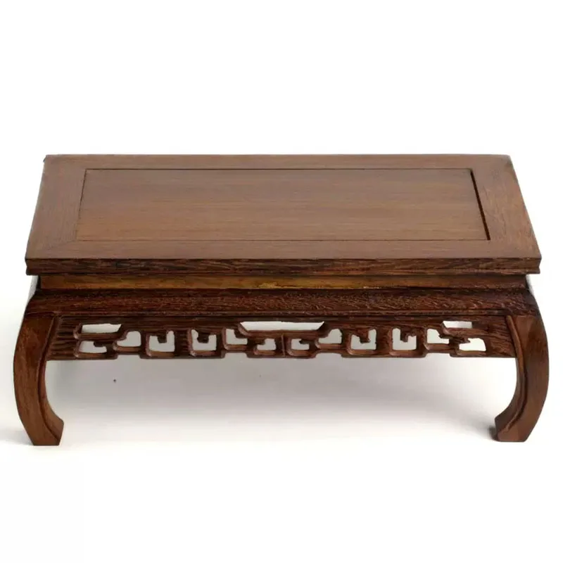 Retro Wooden Base Shelf for Fish Tank, Flower Vase, Bonsai Stand, Artical Decor, Pedestal, Square Crafts, Teapot Bases, Natura