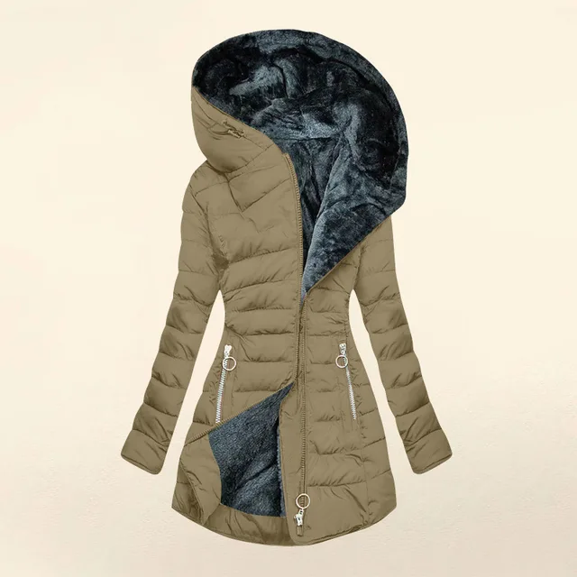European American New Fashion Women's Solid Color Simple Basic Slim Casual Trendy Daily Hooded Quilted Coats Female Parkas Tops 6