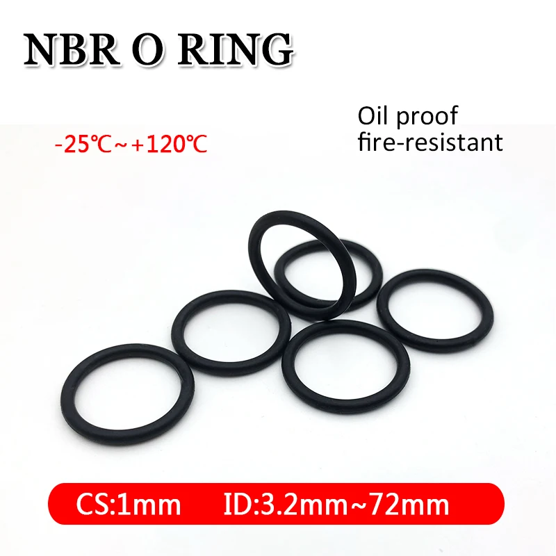 

10pcs NBR O Ring Oil Sealing Gaskets Thickness CS 1mm OD 3.2~72 mm Automobile Nitrile Rubber Round Shape Corrosion Resist Washer