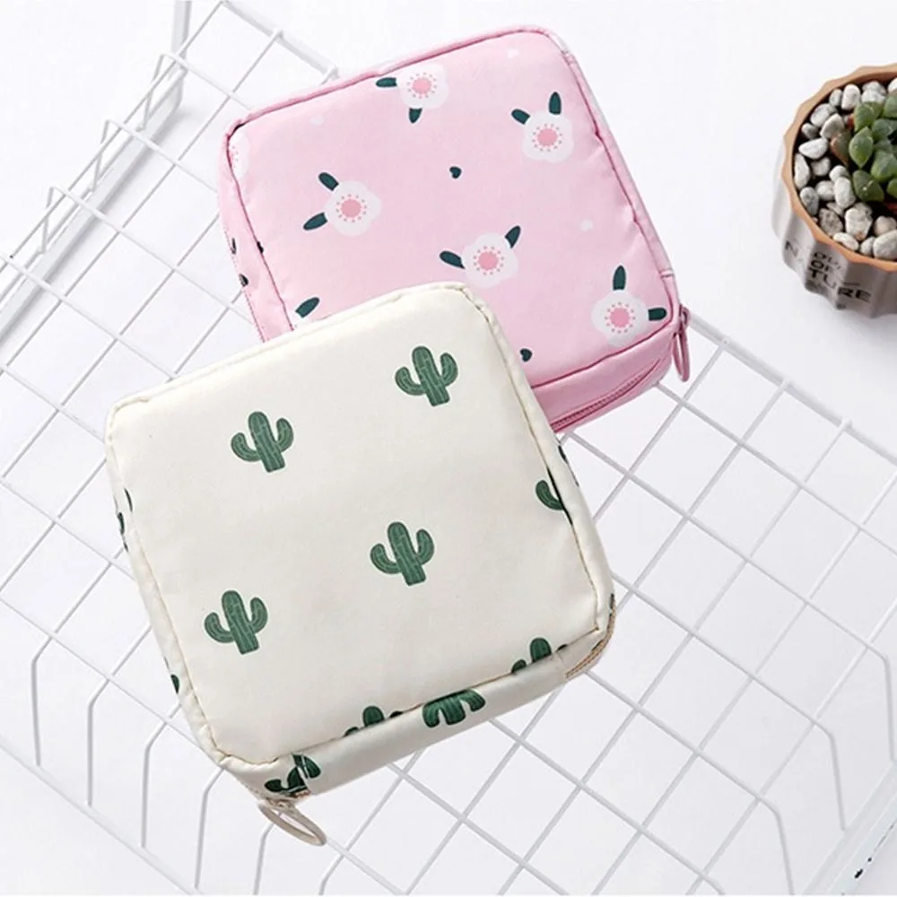 Floral Print Multipurpose PVC Cosmetic and Coin Storage Bag