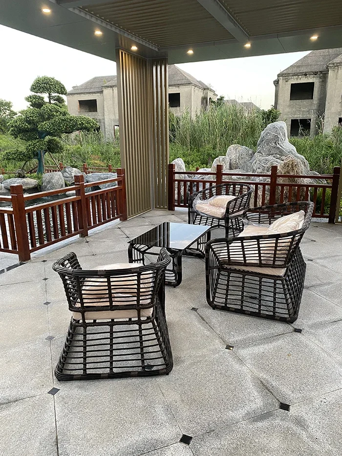 Description Picture 2 of itemNordic Outdoor Garden Furniture Sets Modern Home Patio Rattan Sofa Combination Waterproof Leisure Furniture Balcony Sofa Chair L