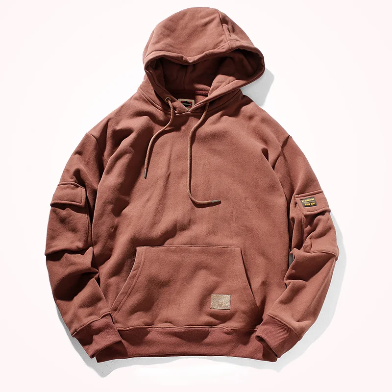 

sweater Heavy autumn and winter men's hooded pullover tooling American casual cotton terry plus velvet warm sports jacket