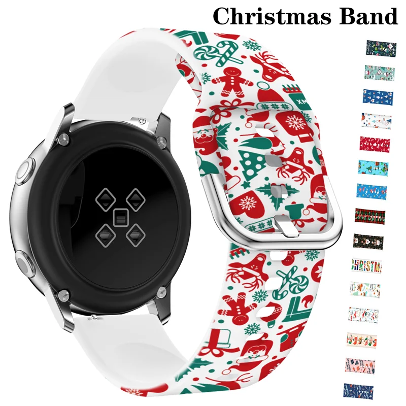 20mm/22mm Christmas Band For Samsung Galaxy Watch 4 Classic/active 2/3