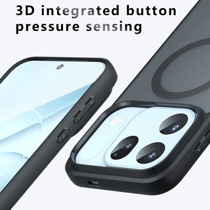 Shockproof Magnetic Matte Case - Anti-Fingerprint Non-Slip Translucent Cover