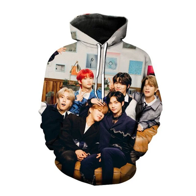 

3D South Korean Boy Band Stray Kids Printed Hoodies Kid Fashion Streetwear Hooded Sweatshirts Winter Hip Hop Pullover Hoodie Top