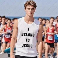 J'appartiens à jésus hommes gilet coton T-Shirt été mode décontracté sans manches gilet culturel T-Shirt hommes vêtements hauts 3