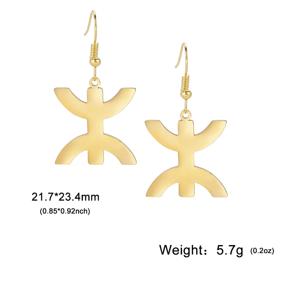 EUEAVAN Africa Berbers Symbol Drop Earrings for Women Stainless Steel Amazigh ⵣ Letter Kabyle Style Ethnic Amulet Jewelry Gifts drop earrings
