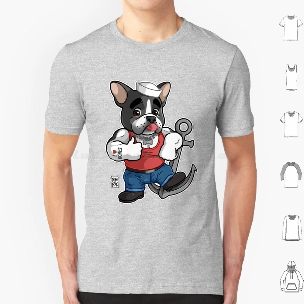 Frisky Frenchie (Bianco E Nero)-Bearzoo Series T Shirt 6Xl Cotton Cool Tee Bobobear Bobobearart Bobo Bear Bear Week Bear