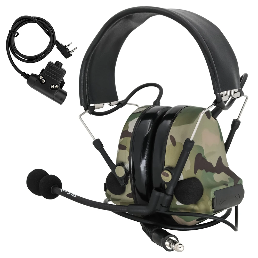 Tactical COMTAC II Headphone Active Pickup Noise Reduction Walkie-talkie Headset Military Airsoft Shooting Tactical Headset u94 ptt brown tactical headset and noise reduction hearing protection shooting headphone for walkie talkie icom v8 v80 v82