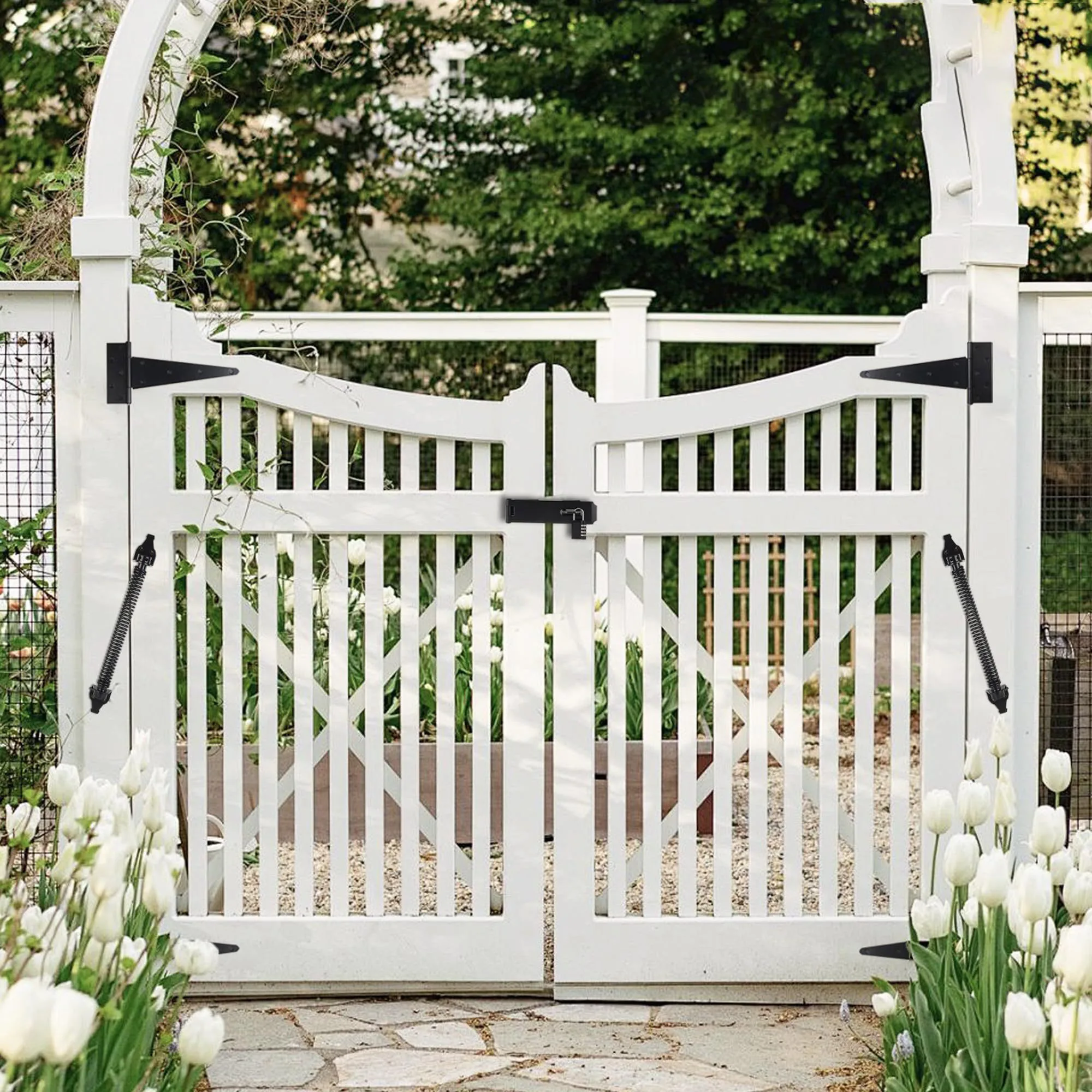 14" Gate Spring Self Closing Outdoor Door Spring Automatic Gate Closure Hardware with Adjustable Tool for Wooden Vinyl Fence