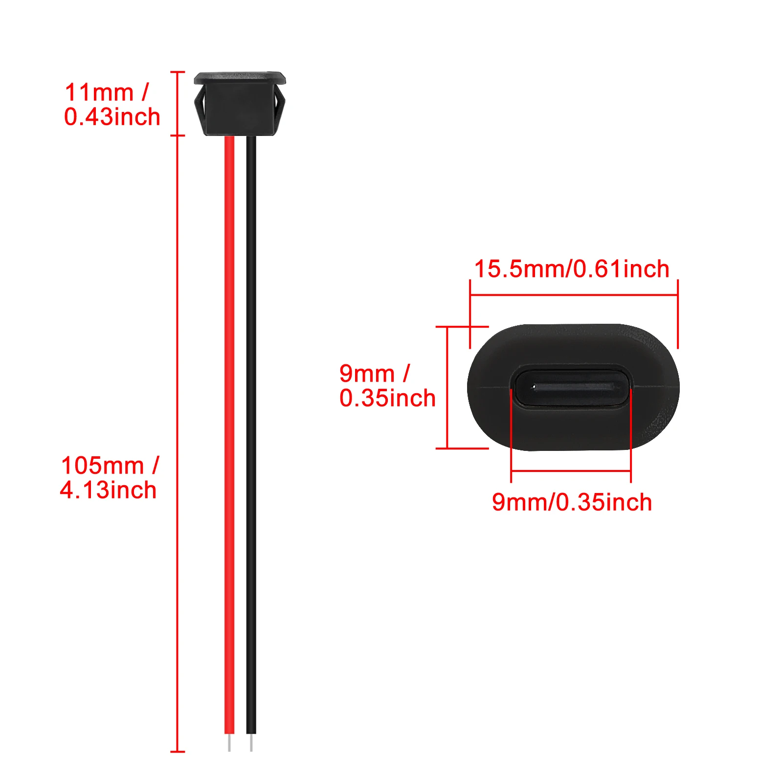 USB Type-C Waterproof USB Connector Direct compression female base Female Socket Charging Interface With Welding Wire 10PCS