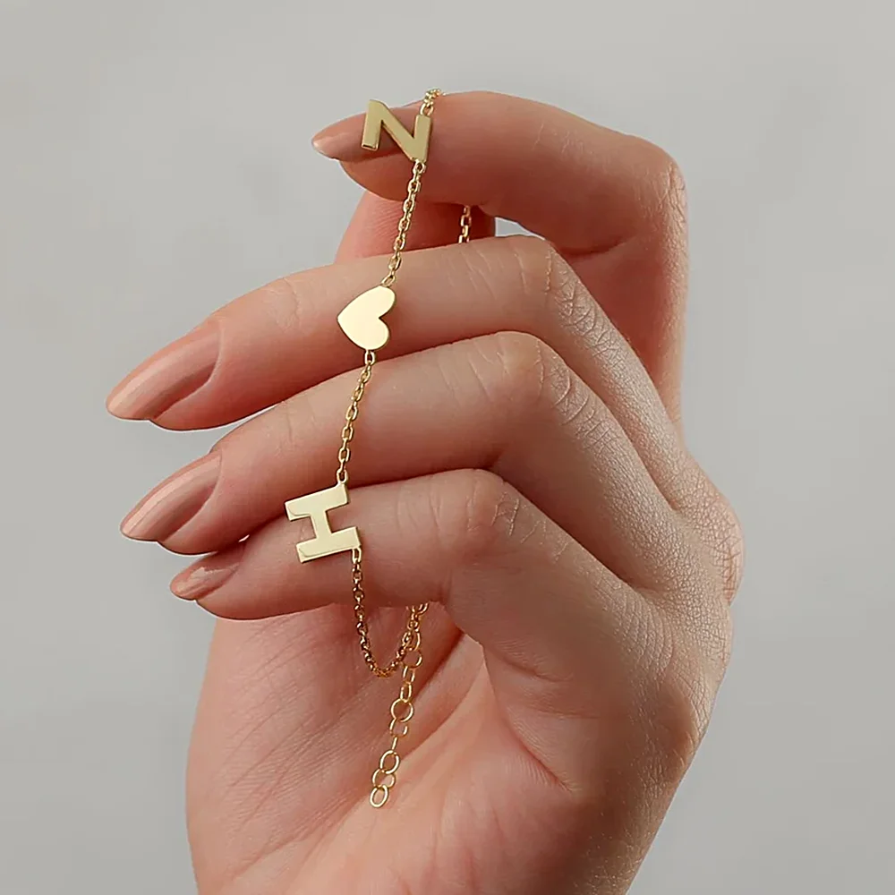 

Personalized1-3 Letters Bracelet for Women Stainless Steel Cross Chain Bangle Gold Silver Bracelets Jewelry Gift for Girlfriend