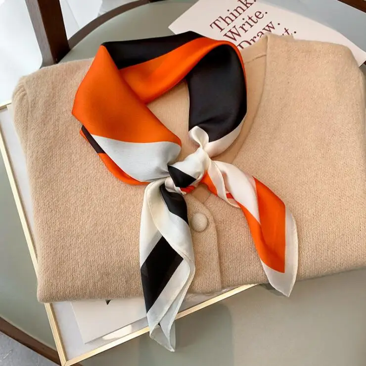 Women Small Square Scarves 70x70cm Retro French Advanced Korean Printed Professional Simulated Silk Scarf Party Gift printed scarf square scarf women scarves
