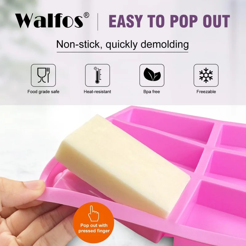 Silicone Soap Molds 6 Cavities Rectangle Silicone Soap Molds for Homemade Craft Mold Cake Mold Chocolate Ice Cube Tray