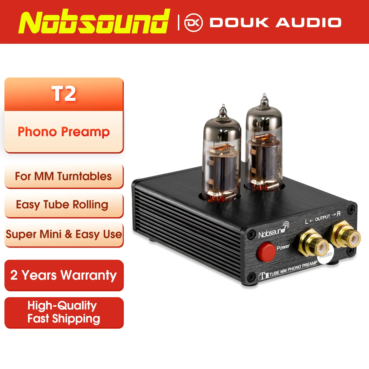 Nobsound T2 HiFi 6J5真空管MMフォノプリアンプ ミニオーディオ信号