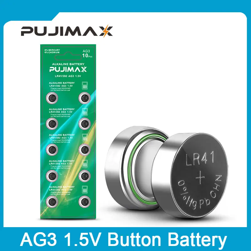 Long-lasting LR41 alkaline button cell battery