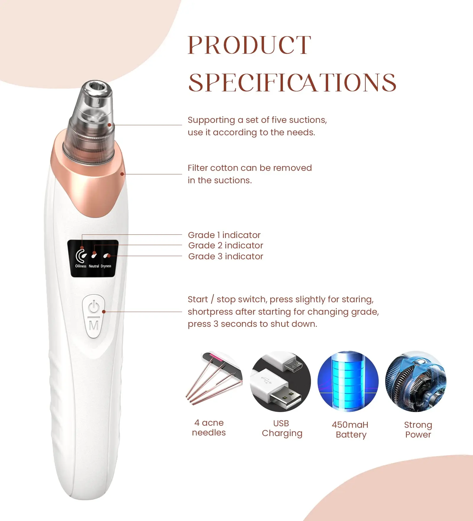 Electric Blackhead Remover Vacuum Cleaner Black Spots Removal Facial Deep Cleansing Pore Cleaner Machine Face Skin Care Tools