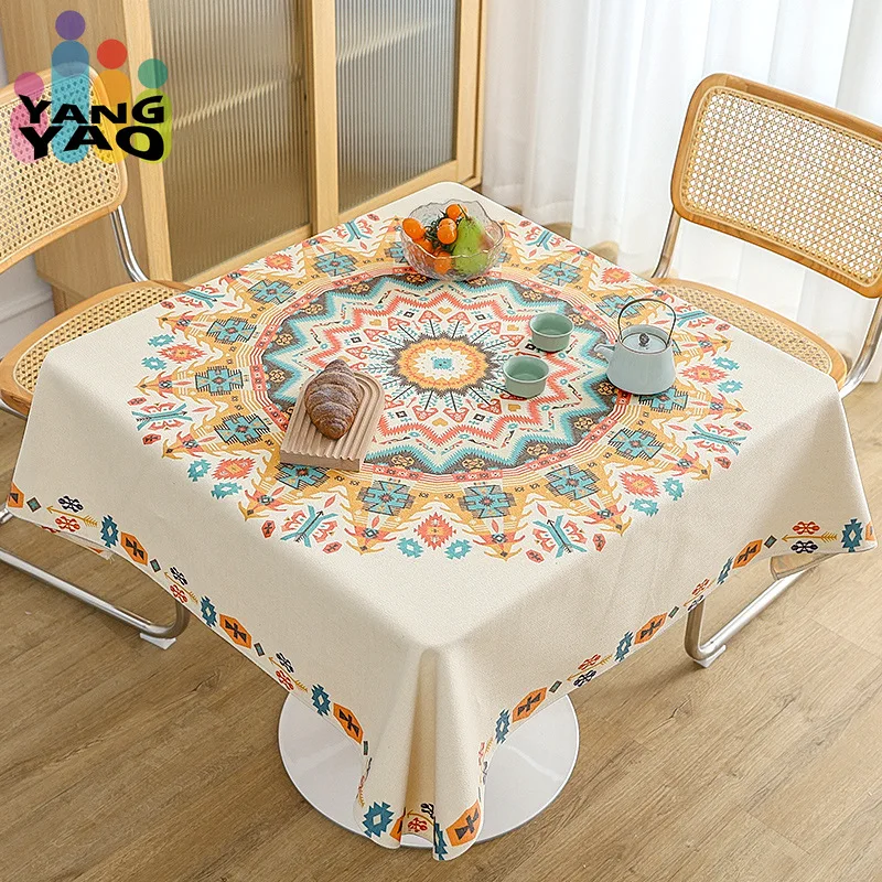 

Bohemian National Style Table Linen Square Old Tablecloth
