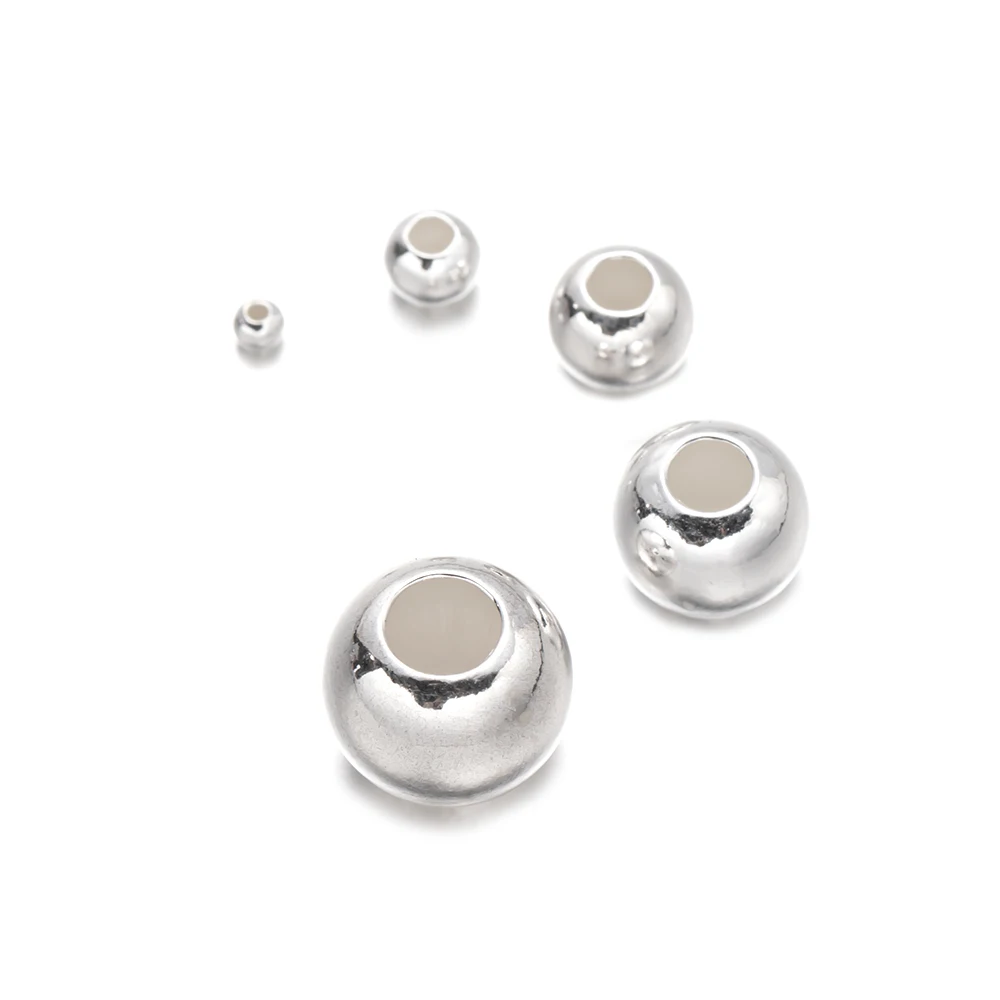 1 Paquete De Cuentas Redondas De Plata De Ley 925 De 2-10MM, Paciador Para Pulsera DIY, Costura, Joyería De Disfraz, Suministros De Accorios - AliExprs