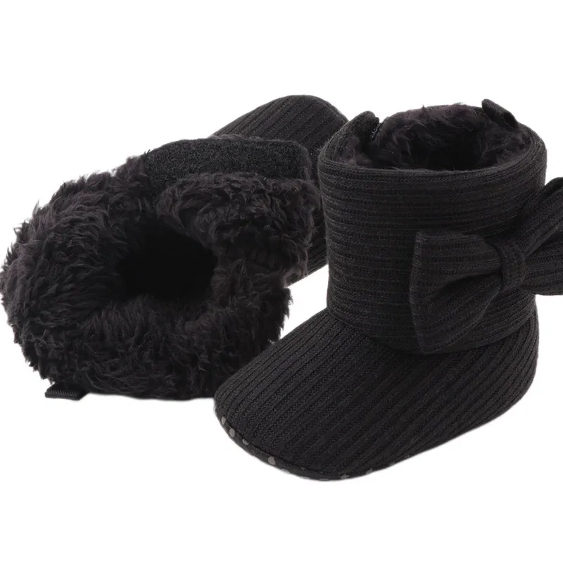 0 to 18 Months Baby Girls Snow Boots Toddler Winter Warm Soft Sole Anti-Slip Bowknot Crib Shoes Baby Items baby shoes baby boots winter snow boots