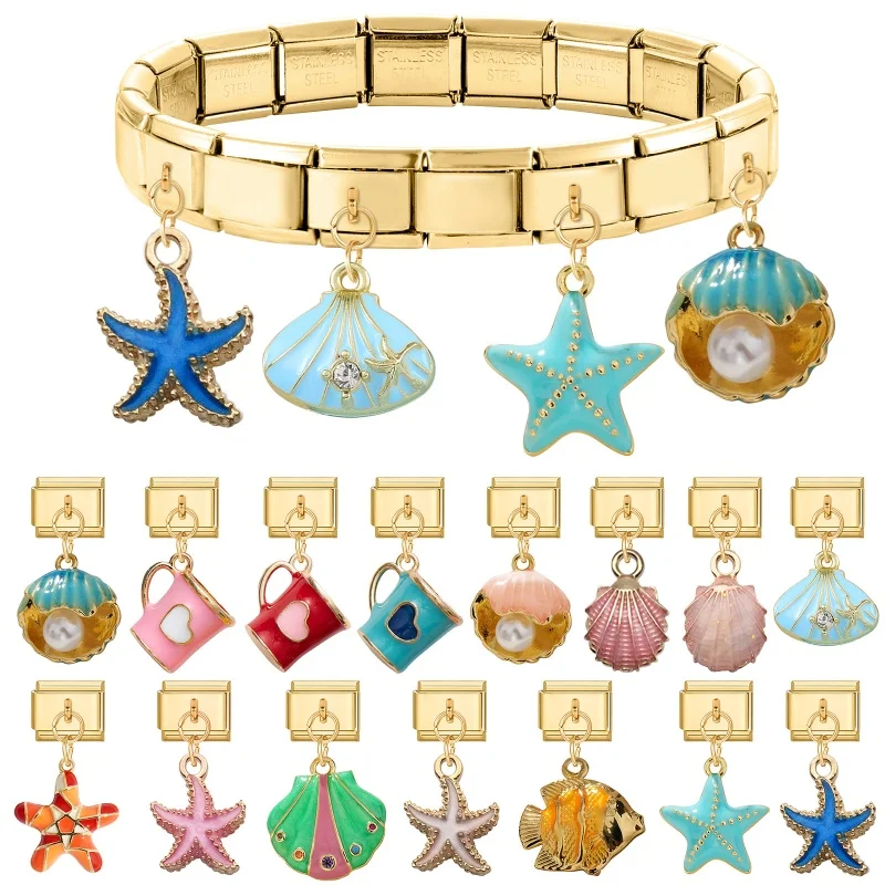 Italian Charm Gold Color Pendant 9mm Stainless Steel