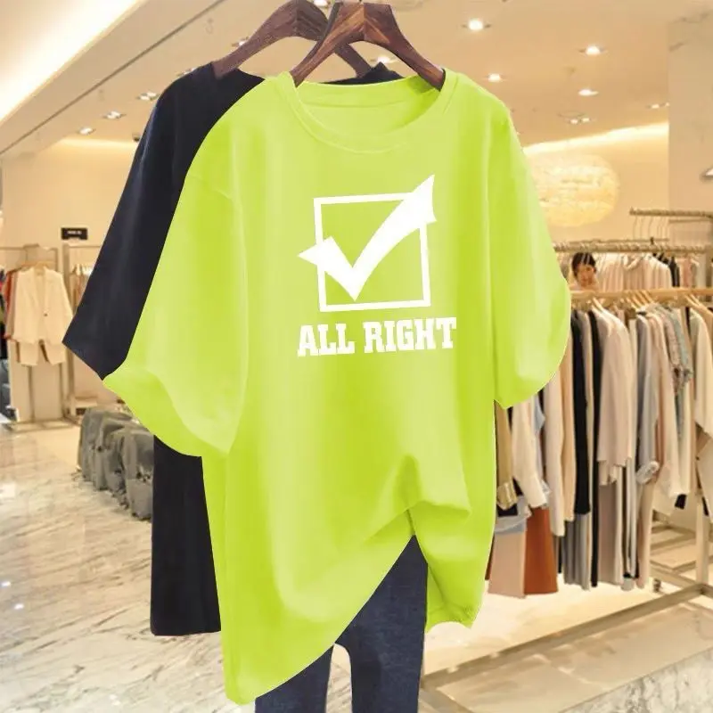 

Женская одежда с буквенным принтом, базовые футболки, летний Свободный Топ из чистого хлопка с круглым вырезом и коротким рукавом, Модный женский пуловер для офиса